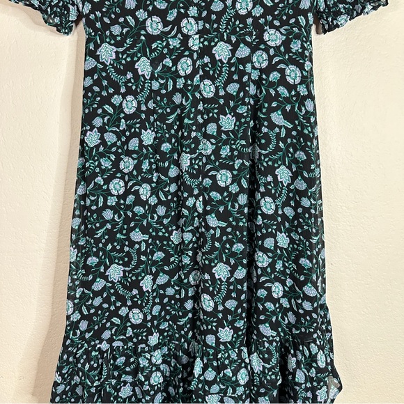 DRAPER JAMES green and black Fall Vines tiered ruffle midi dress 4 - Picture 7 of 11